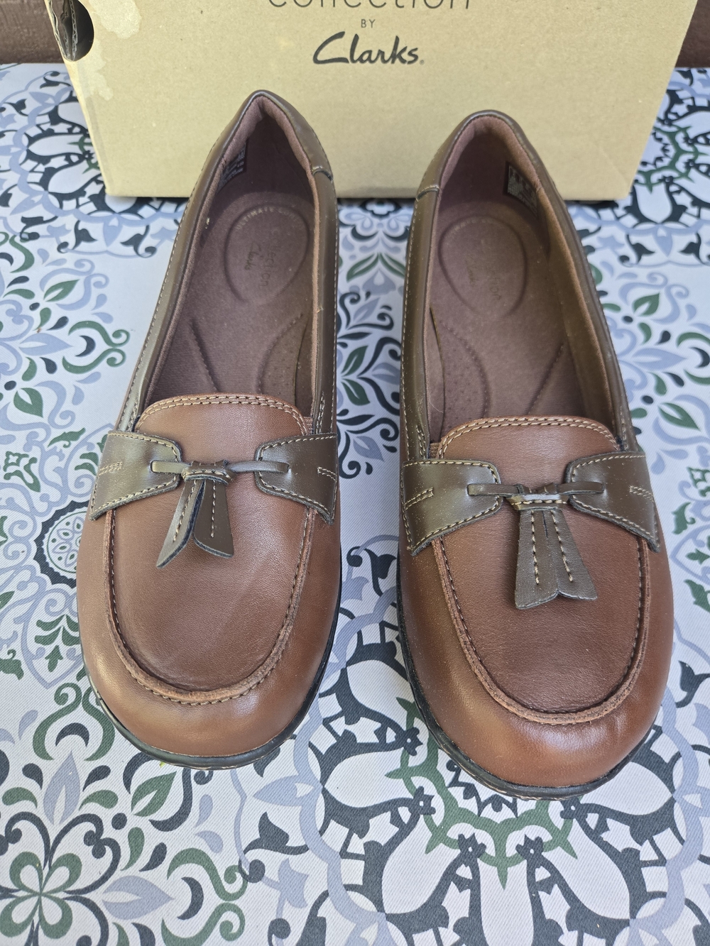 Clarks Ashland Bubble Brown Leather Tassel Loafers 8.5 XW